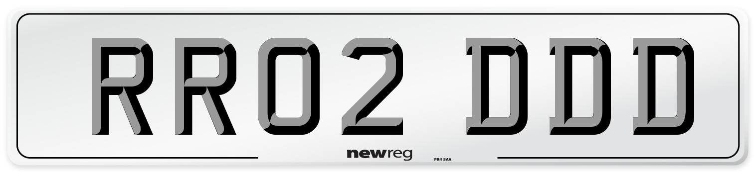 RR02 DDD Number Plate from New Reg